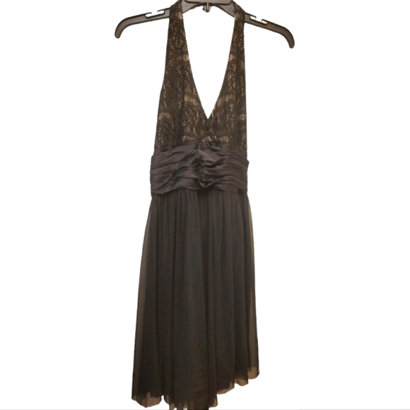 Maggy London Black Lace Halter Dress Bow Size 8 - Picture 1 of 11